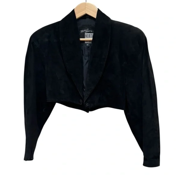 Michael Hoban for North Beach Vintage 80s Black Cropped Leather Jacket - Picture 3 of 9